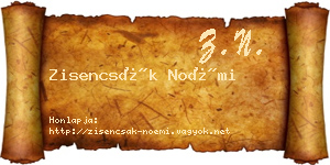 Zisencsák Noémi névjegykártya